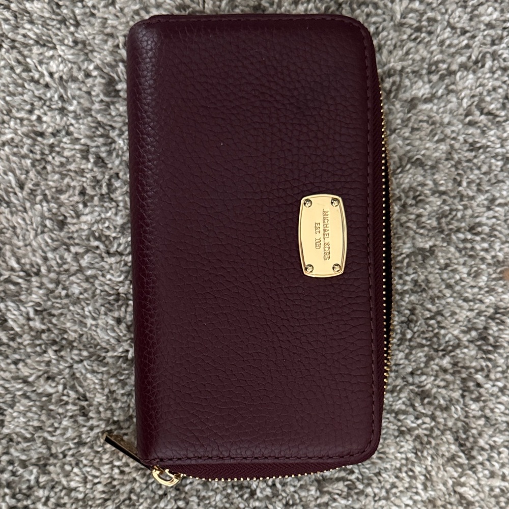 Michael Kors Burgundy Wallet with Gold Accents